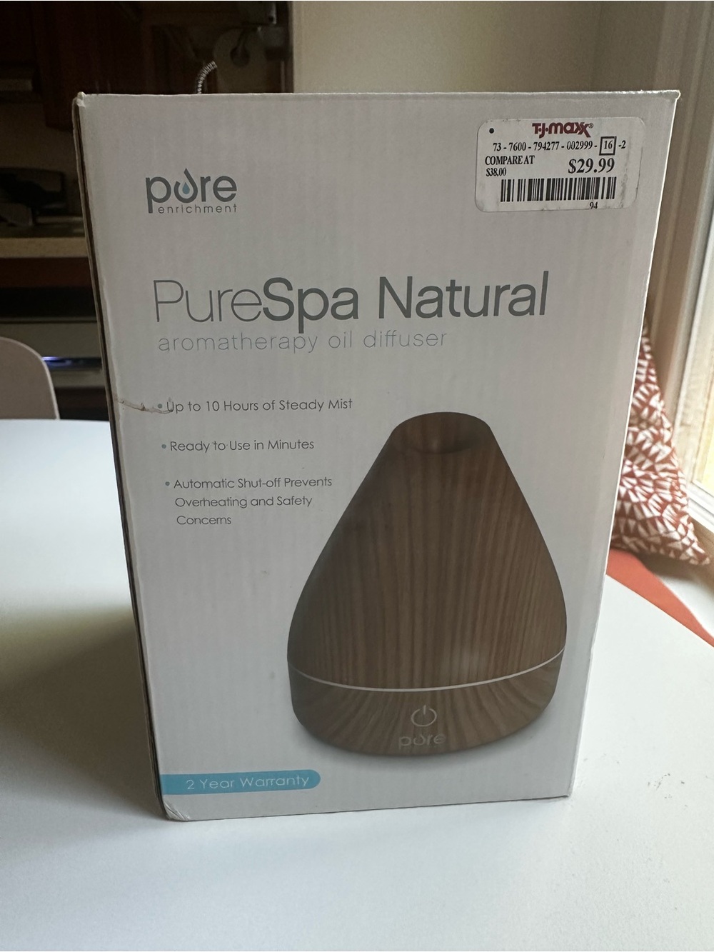 PureSpa Natural Wood Grain Aromatherapy Oil Diffuser - Brown